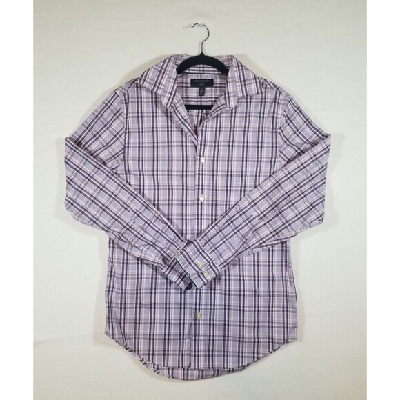 Banana Republic Slim Fit Shirt Mens Small Purple Check Plaid Preppy Button Up - Picture 1 of 13